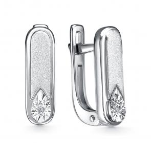 Серебряные серьги АЛЬКОР с бриллиантом 02-3711/000Б-00 фото