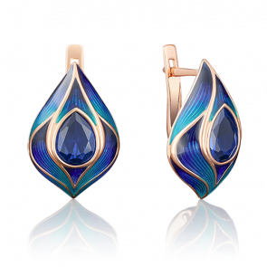 Золотые серьги Platina с витражной эмалью и фианитом 02-3718-00-404-1110-25 фото