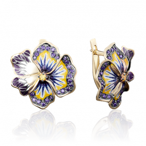 Серьги из лимонного золота Platina с фианитом и эмалью 02-3719-00-404-1130-65 фото
