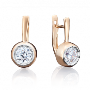 Золотые серьги Platina с фианитом 02-3725-00-501-1110-38 фото