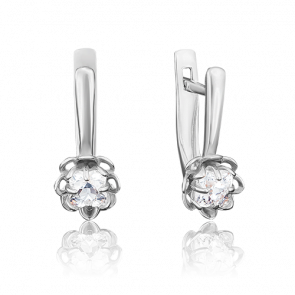 Серьги из белого золота Platina с фианитом 02-3729-00-501-1120-38 фото