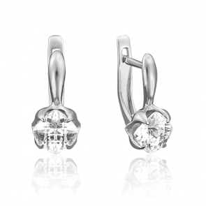 Серьги из белого золота Platina с фианитом 02-3731-00-501-1120-38 фото
