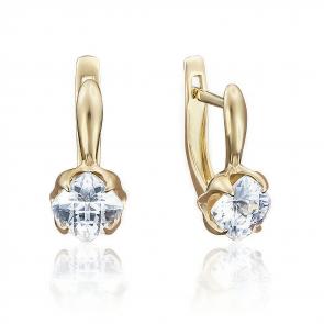 Серьги из лимонного золота Platina с фианитом 02-3731-00-501-1130-38 фото