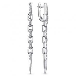 Серебряные серьги АЛЬКОР с фианитом 02-3732/00КЦ-00 фото