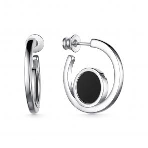 Серебряные серьги АЛЬКОР с ониксом 02-3735/00ОН-00 фото