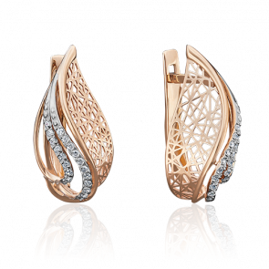 Золотые серьги Platina с фианитом 02-3754-00-401-1110-32 фото