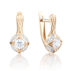 Золотые серьги Platina с фианитом 02-3766-00-501-1110-38 фото