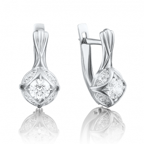 Серьги из белого золота Platina с фианитом 02-3766-00-501-1120-38 фото