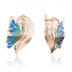 Золотые серьги Platina с витражной эмалью 02-3769-00-000-1110-48 фото