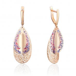 Золотые серьги Platina с витражной эмалью 02-3781-00-000-1110-48 фото