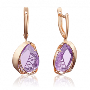 Золотые серьги Platina с аметистом 02-3785-00-203-1110-46 фото