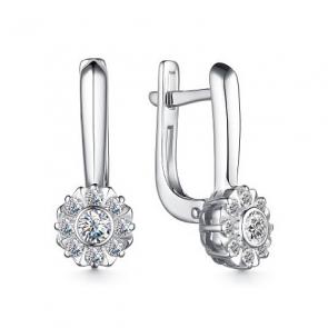 Серебряные серьги АЛЬКОР с фианитом 02-3794/00КЦ-00 фото
