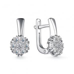 Серебряные серьги АЛЬКОР с фианитом 02-3795/00КЦ-00 фото
