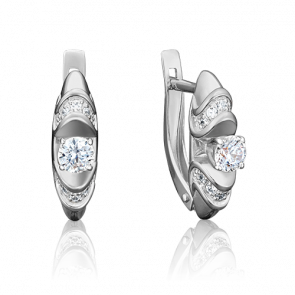 Серьги из белого золота Platina с фианитом 02-3803-00-501-1120-38 фото