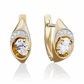 Серьги из лимонного золота Platina с фианитом 02-3807-00-501-1130-38 фото