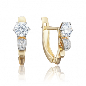 Серьги из лимонного золота Platina с фианитом 02-3808-00-501-1130-38 фото