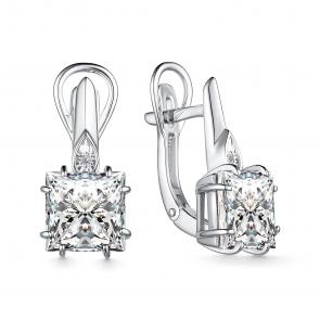 Серебряные серьги АЛЬКОР с бриллиантом и горным хрусталём 02-3811/БРГХ-00 фото