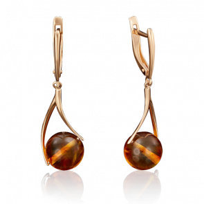 Золотые серьги Platina с янтарём 02-3812-00-271-1110-46 фото