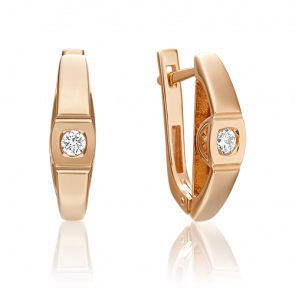 Золотые серьги Platina с бриллиантом 02-3820-00-101-1110-30 фото