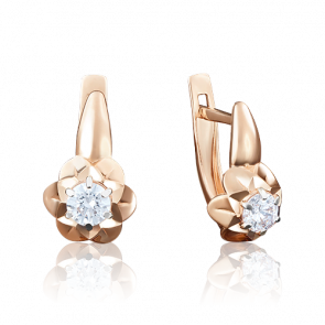 Золотые серьги Platina с бриллиантом 02-3822-00-101-1110-30 фото