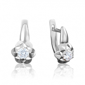 Серьги из белого золота Platina с бриллиантом 02-3822-00-101-1120-30 фото