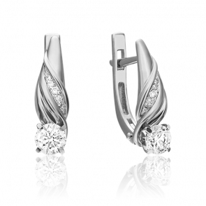 Серьги из белого золота Platina с бриллиантом 02-3828-00-101-1120-30 фото