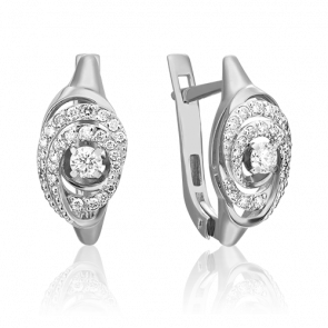 Серьги из белого золота Platina с бриллиантом 02-3829-00-101-1120-30 фото