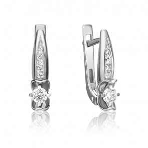 Серьги из белого золота Platina с бриллиантом 02-3834-00-101-1120-30 фото
