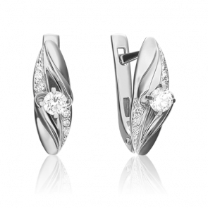 Серьги из белого золота Platina с бриллиантом 02-3835-00-101-1120-30 фото