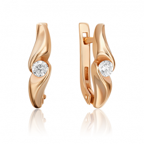 Золотые серьги Platina с бриллиантом 02-3836-00-101-1110-30 фото