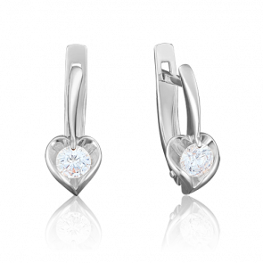 Серьги из белого золота Platina с фианитом 02-3844-00-501-1120-38 фото