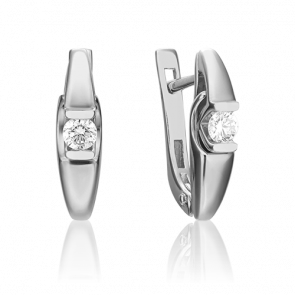 Серьги из белого золота Platina с бриллиантом 02-3849-00-101-1120-30 фото