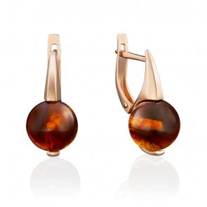 Золотые серьги Platina с янтарём 02-3855-00-271-1110-46 фото