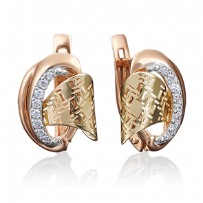 Серьги из комбинированного золота Platina с фианитом 02-3857-00-401-1113-48 фото