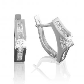 Серьги из белого золота Platina с фианитом 02-3859-00-401-1120 фото