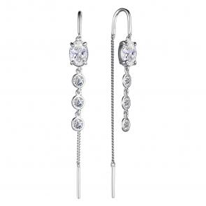 Серебряные серьги АЛЬКОР с фианитом и горным хрусталём 02-3860/00ГХ-00 фото