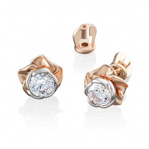 Золотые серьги Platina с фианитом 02-3861-00-501-1110-38 фото