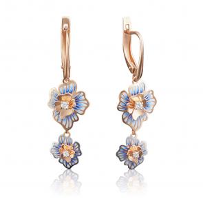 Золотые серьги Platina с фианитом и эмалью 02-3862-00-401-1110-48 фото