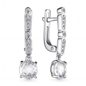 Серебряные серьги АЛЬКОР с фианитом 02-3862/00КЦ-00 фото
