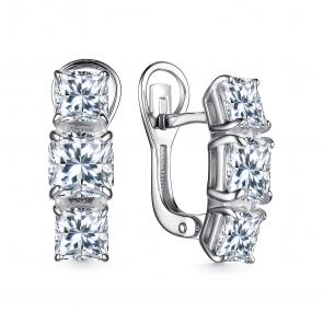 Серебряные серьги АЛЬКОР с фианитом 02-3863/00КЦ-00 фото