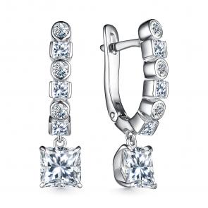 Серебряные серьги АЛЬКОР с фианитом 02-3864/00КЦ-00 фото