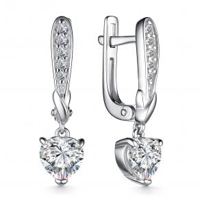 Серебряные серьги АЛЬКОР с фианитом 02-3865/00КЦ-00 фото