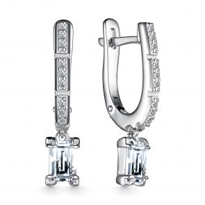 Серебряные серьги АЛЬКОР с фианитом 02-3866/00КЦ-00 фото