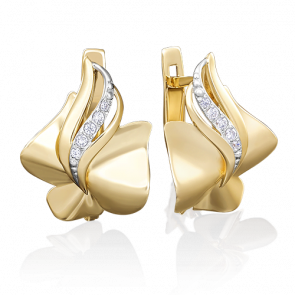 Серьги из лимонного золота Platina с фианитом 02-3878-00-401-1130-65 фото