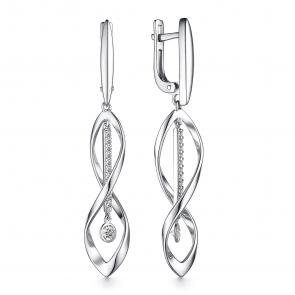 Серебряные серьги АЛЬКОР с фианитом 02-3881/00СВ-00 фото