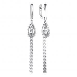 Серебряные серьги АЛЬКОР с фианитом 02-3882/00КЦ-00 фото