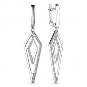 Серебряные серьги АЛЬКОР с фианитом 02-3883/00КЦ-00 фото