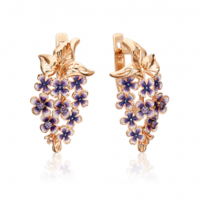 Золотые серьги Platina с фианитом и эмалью 02-3885-00-404-1110-48 фото