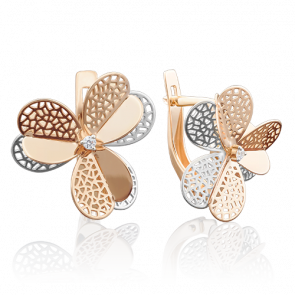 Золотые серьги Platina с фианитом 02-3886-00-401-1110-48 фото