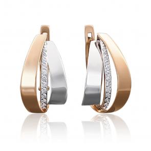 Серьги из комбинированного золота Platina с фианитом 02-3891-00-401-1111-23 фото